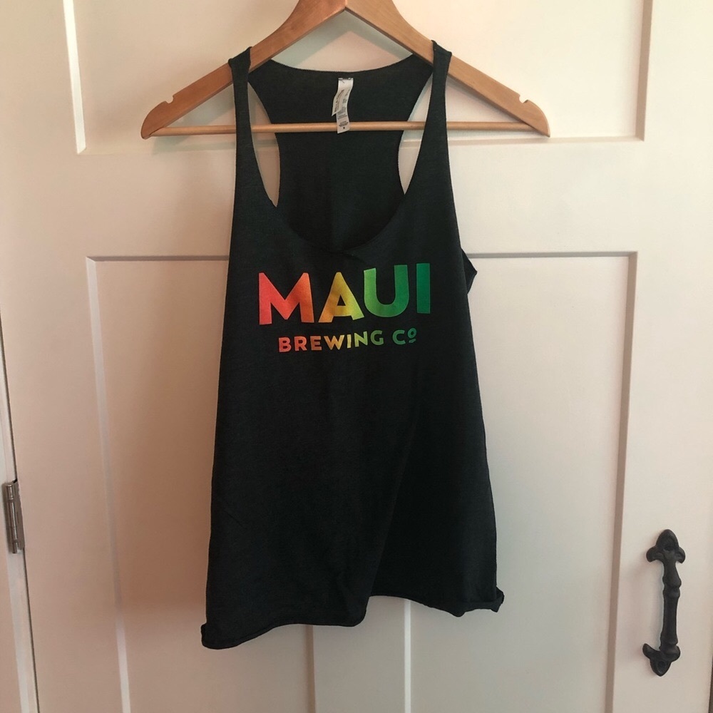 Maui Brewing Co Tank Top Craft Beer Charcoal Gray Rainbow Racerback Hawaii M